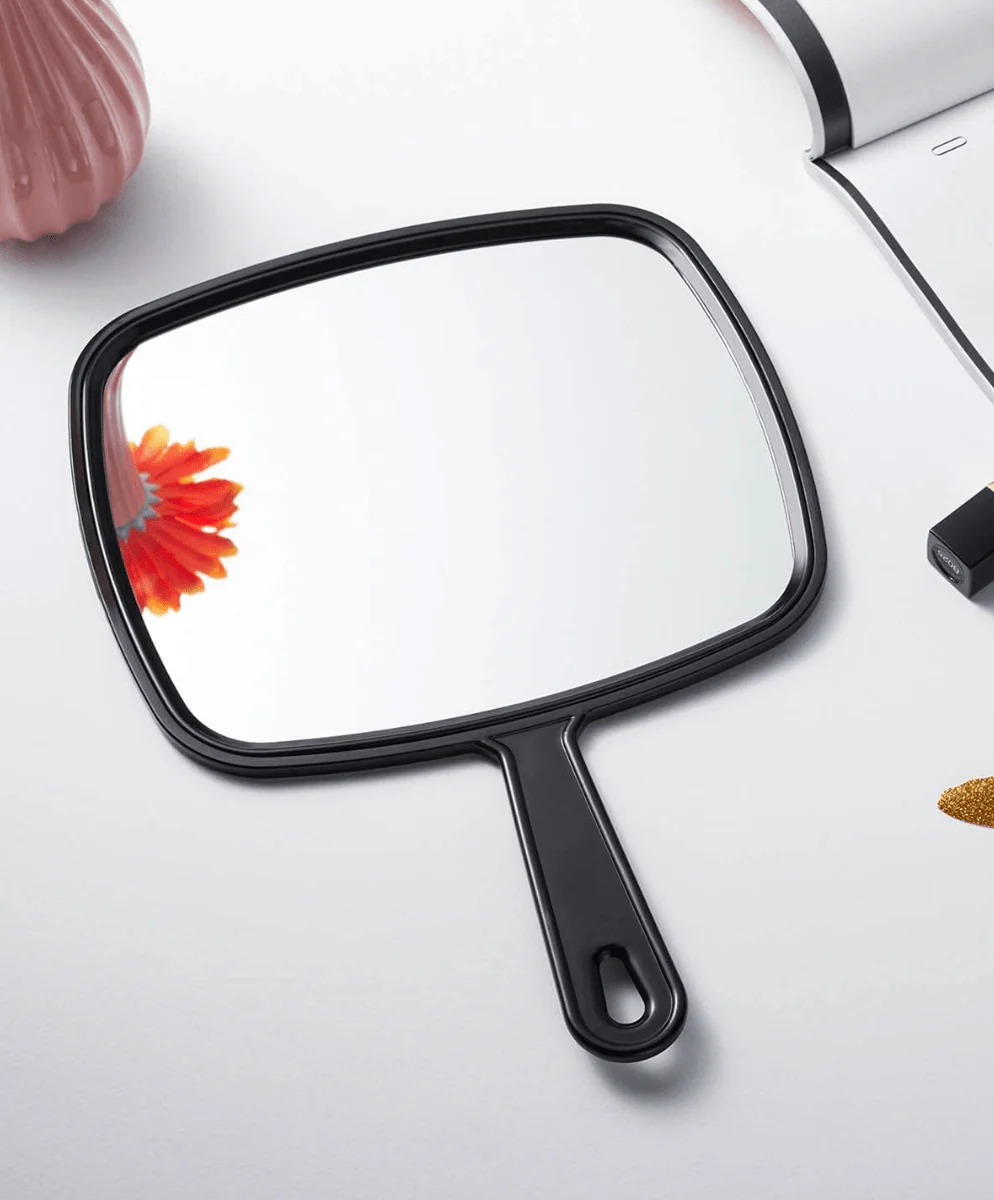Hair Stylist Handheld Mirror with Handle - Black - Image 4