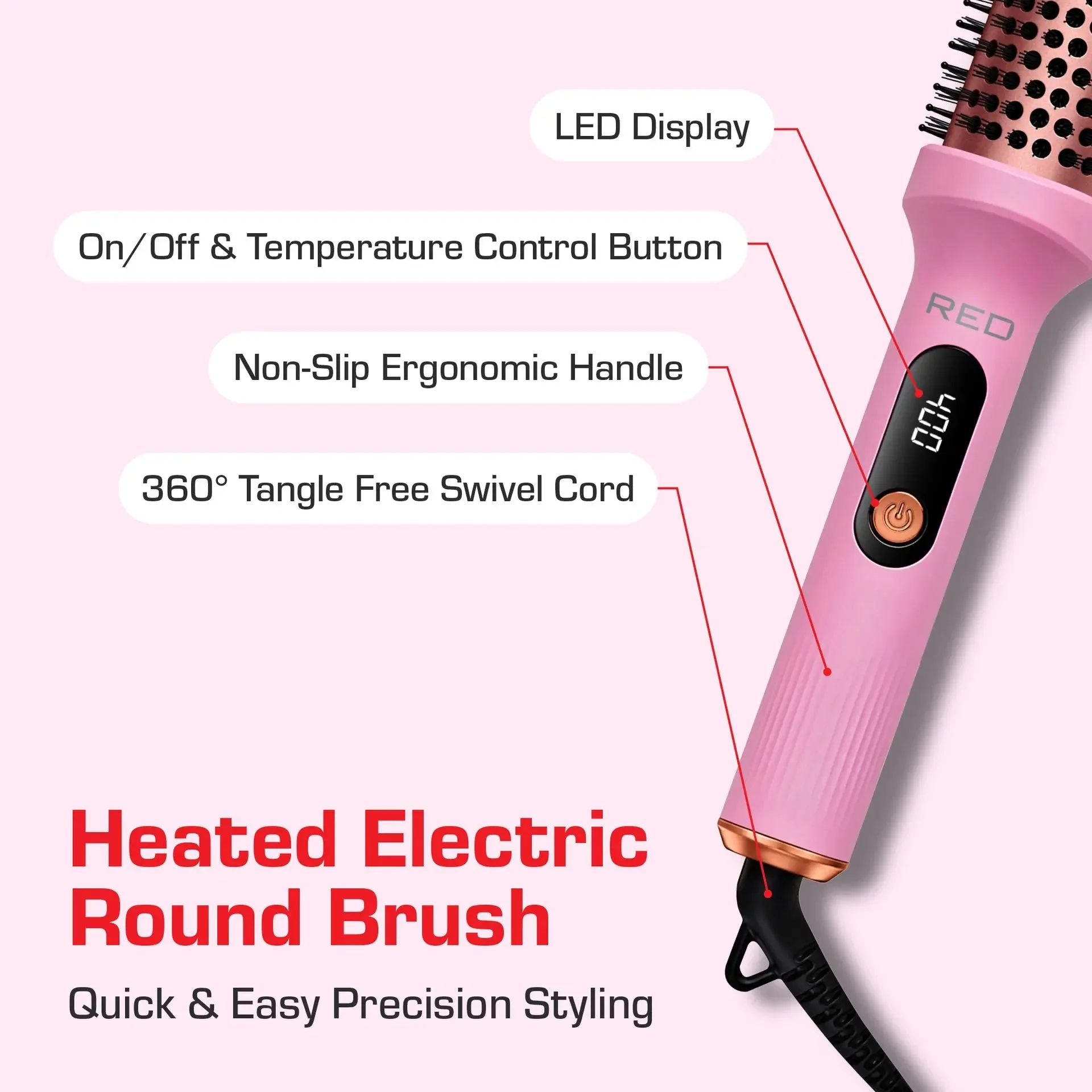 Heated Roll Brush 2 in 1 Curling Iron & Volumizing Hair Brush - Image 4