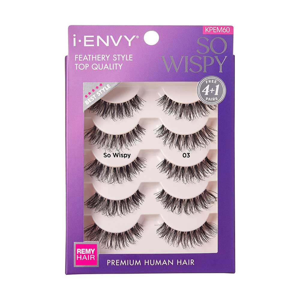 IENVY by KISS So Wispy Premium Human Hair Lash – 4 Pairs + 1 Free