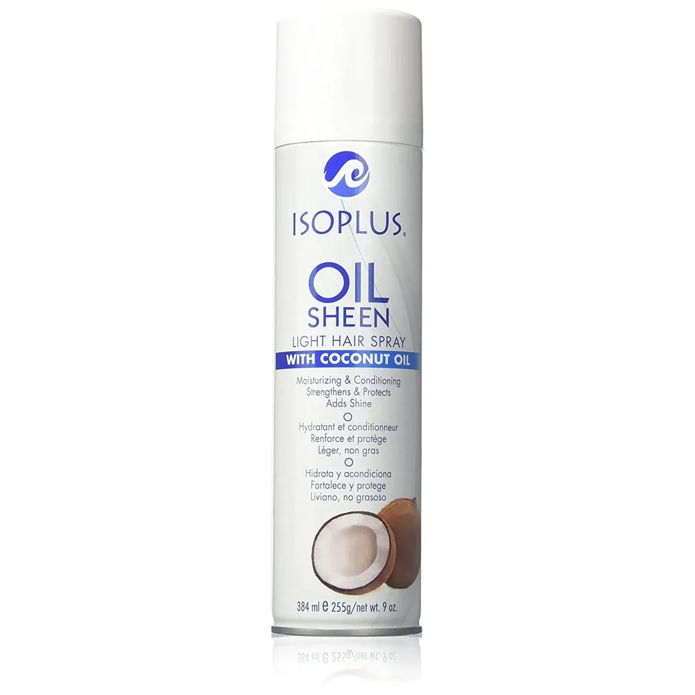 Isoplus Oil Sheen Light Hair Spray – 9 oz & 2 oz - Image 2