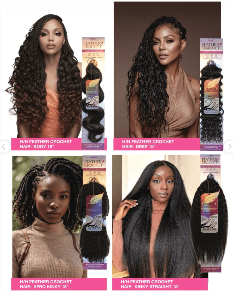 Janet Collection 100% Human Hair Feather Crochet Deep - 18″ - Image 3