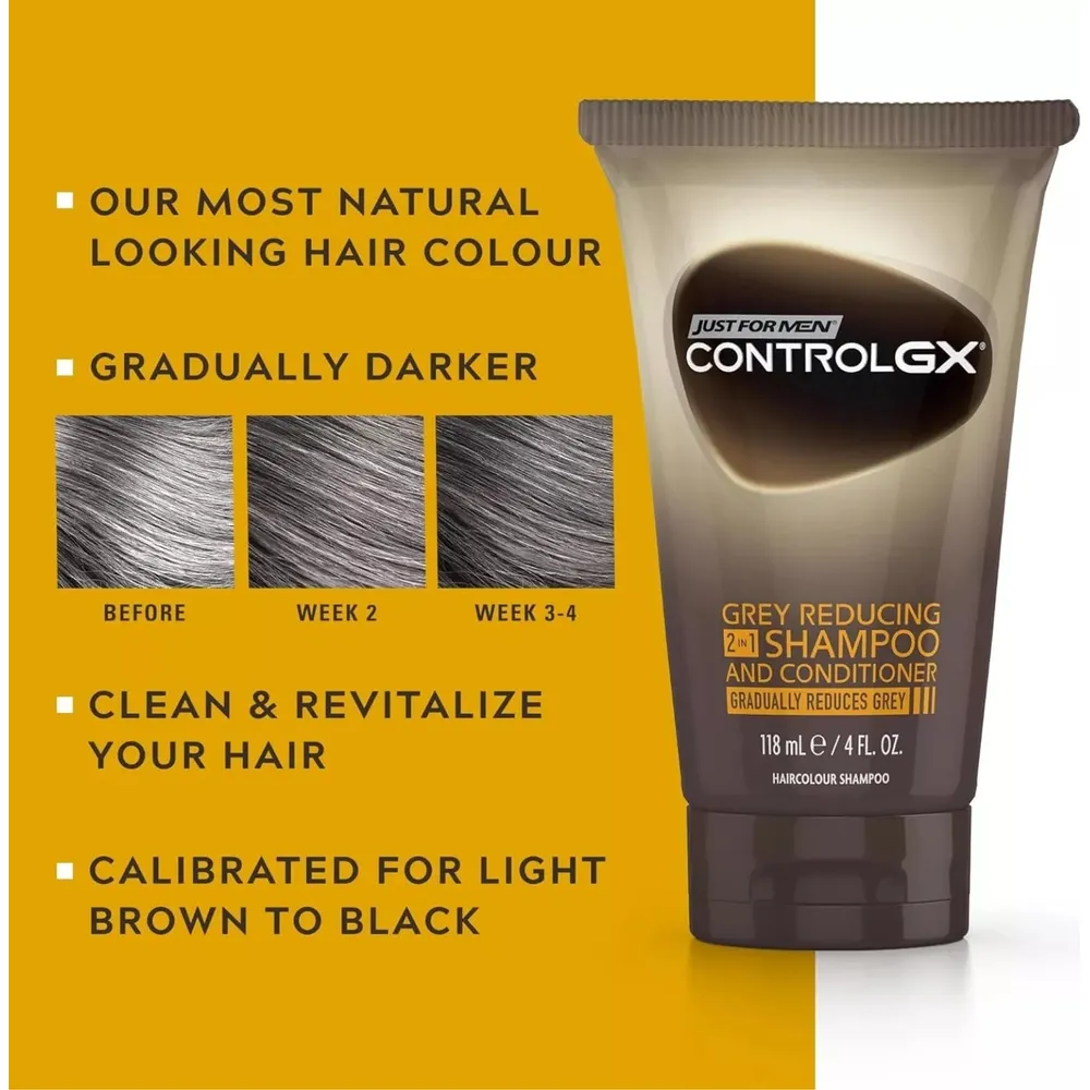 Just For Men Grey Reducing 2-in-1 Shampoo & Conditioner – 5 fl oz - Image 3
