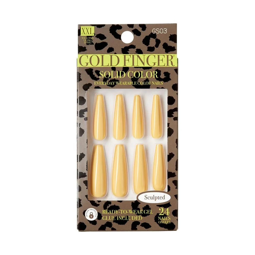 KISS Gold Finger Solid Color Nails β Ready-to-Wear Glossy Manicure - Image 3