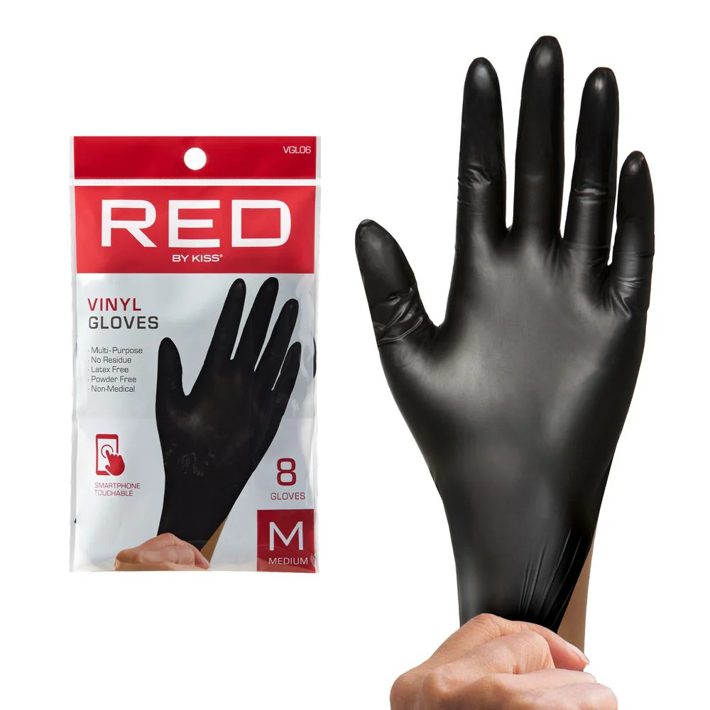 Kiss Red Black Vinyl Gloves - Image 7