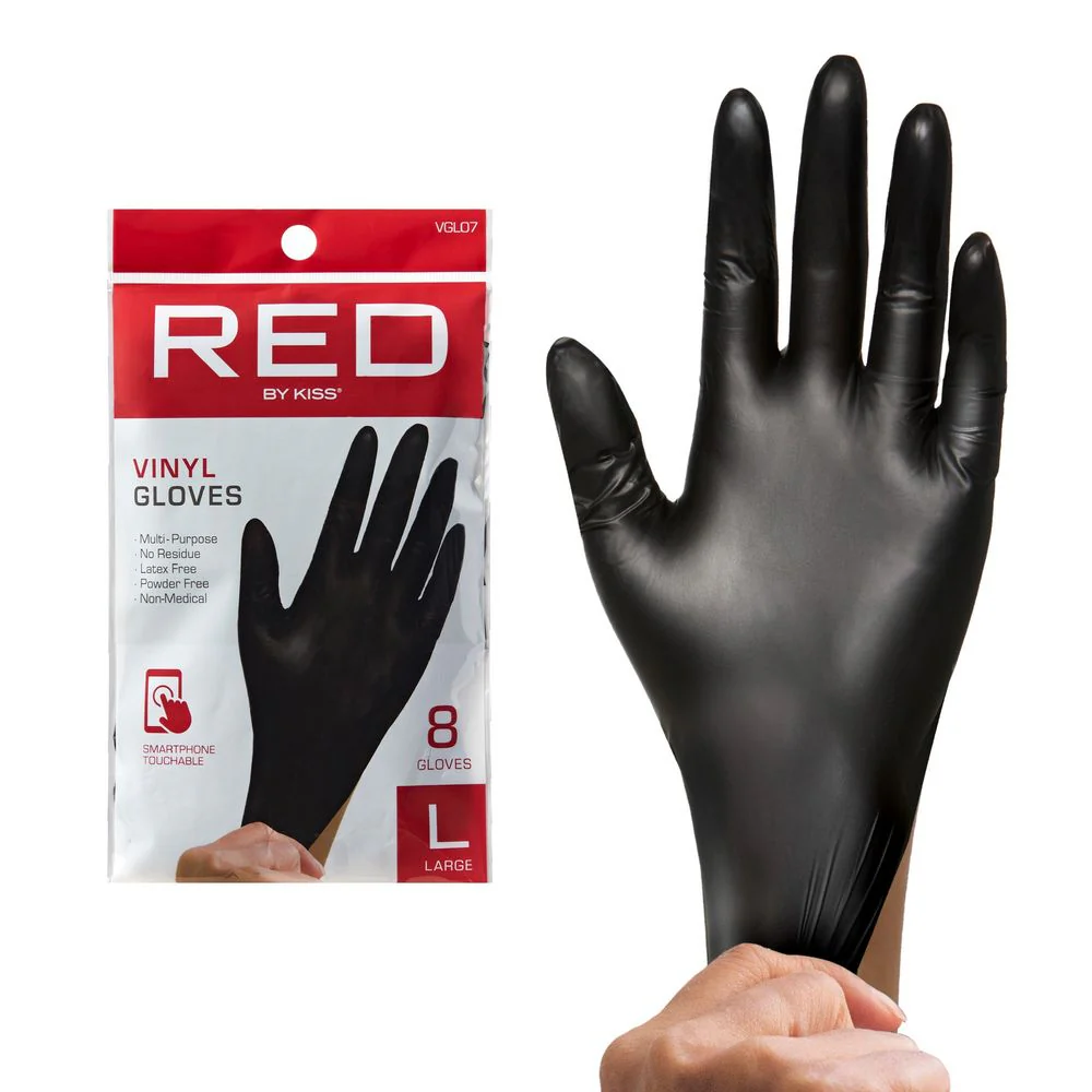 Kiss Red Black Vinyl Gloves - Image 8