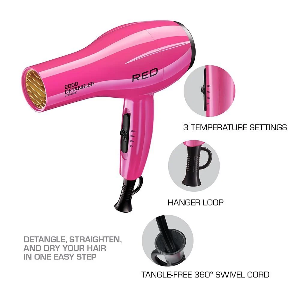 Red By Kiss Ceramic Detangler Hair Dryer - 2000W - Image 7