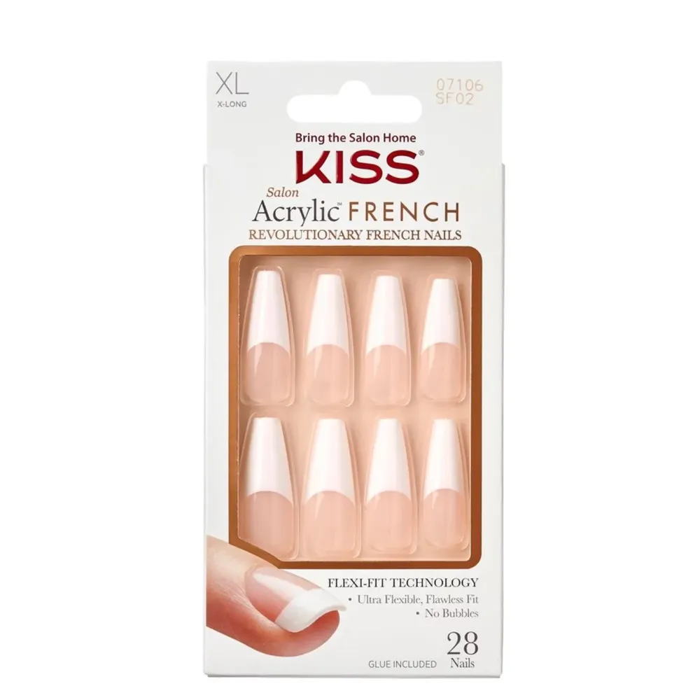 KISS Salon Acrylic French Nude Nails – 28 Nails with Glue - Image 2