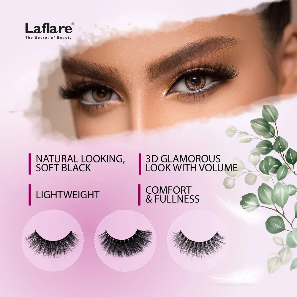 Laflare 3D NY Mink Lashes [3 Pairs] - 100% Real Mink Hair - Image 3