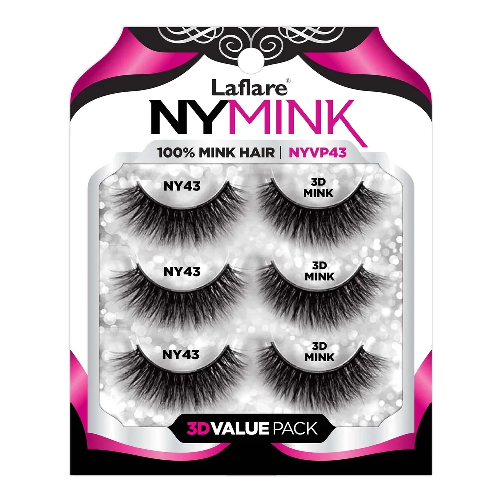 Laflare 3D NY Mink Lashes [3 Pairs] - 100% Real Mink Hair - Image 6