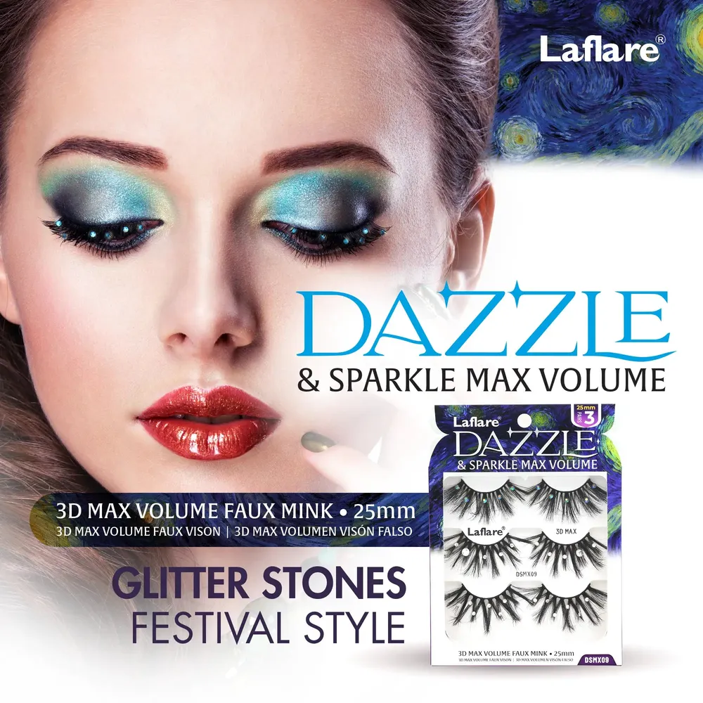 Laflare USA Dazzle & Sparkle Max Volume Rhinestone Lashes - 25mm