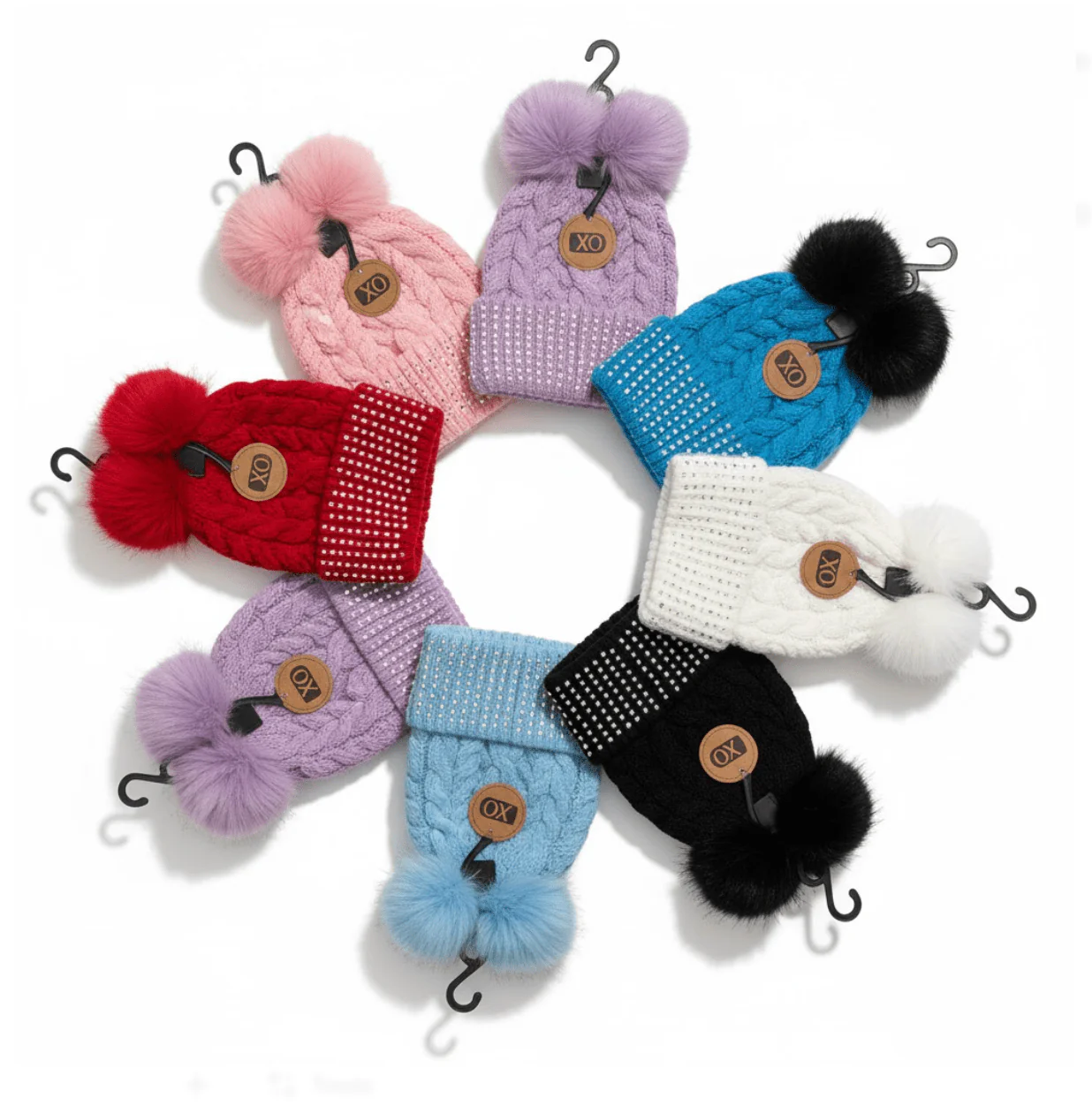 Magic Collection Kids 2 Pom Beanie w/ Stones - Assorted