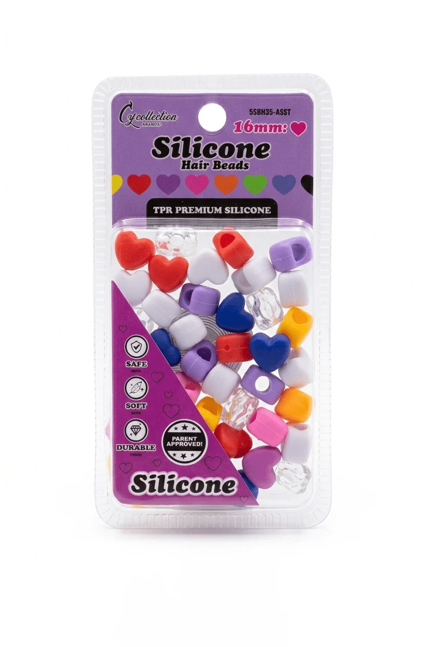 Magic Collection Silicone Hair Beads Heart – 16mm