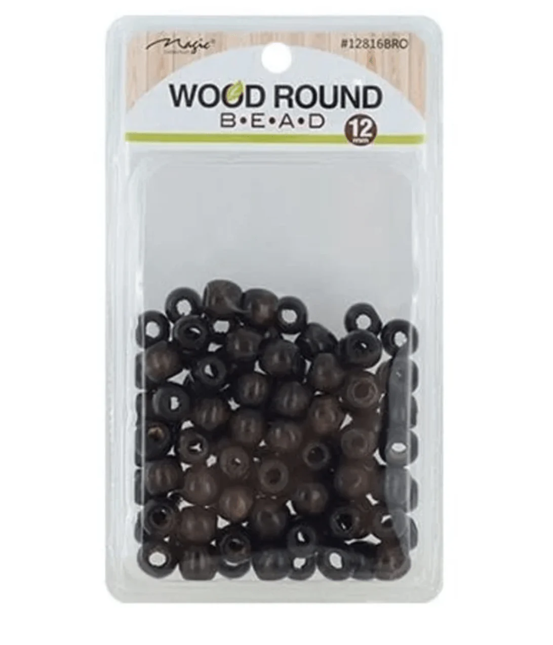 Magic Collection Wooden Hair Beads Dark Brown – 12MM