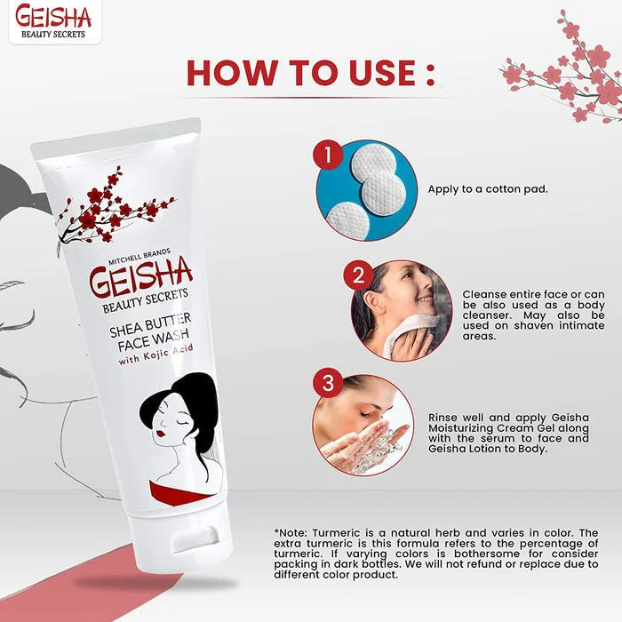 Geisha Beauty Secrets Kojic Acid Shea Butter Face Wash - 4oz - Image 3