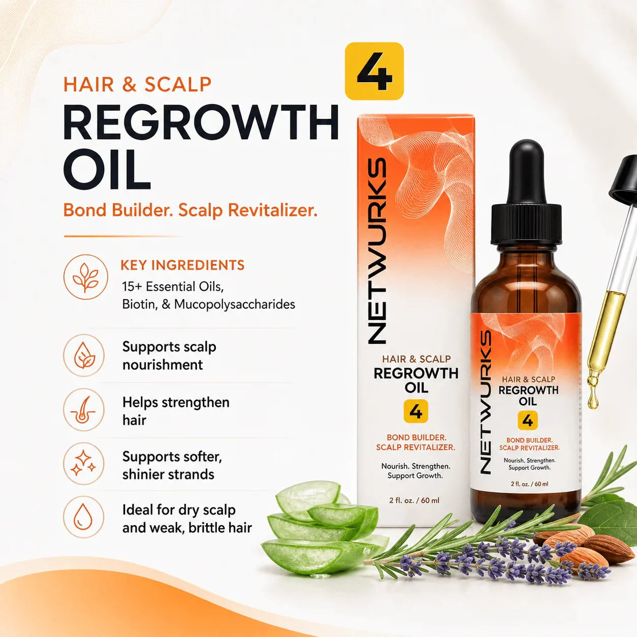 Netwurks Hair & Scalp Regrowth Oil – 2oz - Image 3