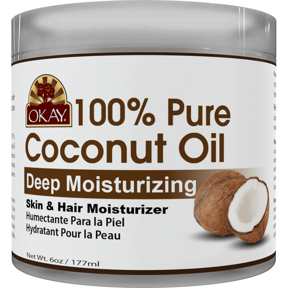 OKAY Pure Naturals 100% Coconut Oil for Hair and Skin Jar 6oz