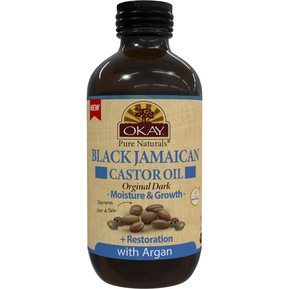Okay Pure Naturals Black Jamaican Castor Oil Dark with Argan Oil 4oz