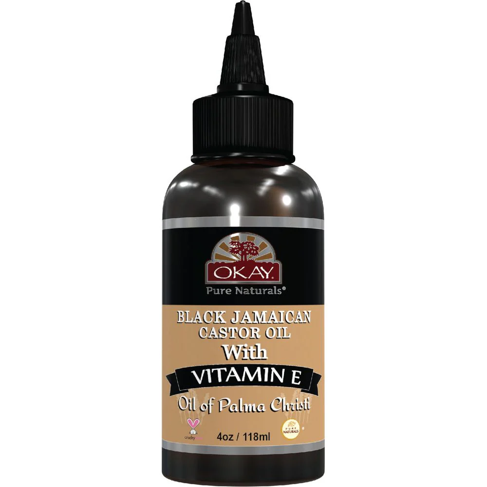 Okay Pure Naturals Black Jamaican Castor Oil with Vitamin E & Panthenol 4oz