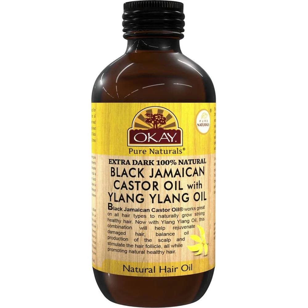 Okay Pure Naturals Xtra Dark Black Jamaican Castor Oil with Ylang Ylang Oil 4oz
