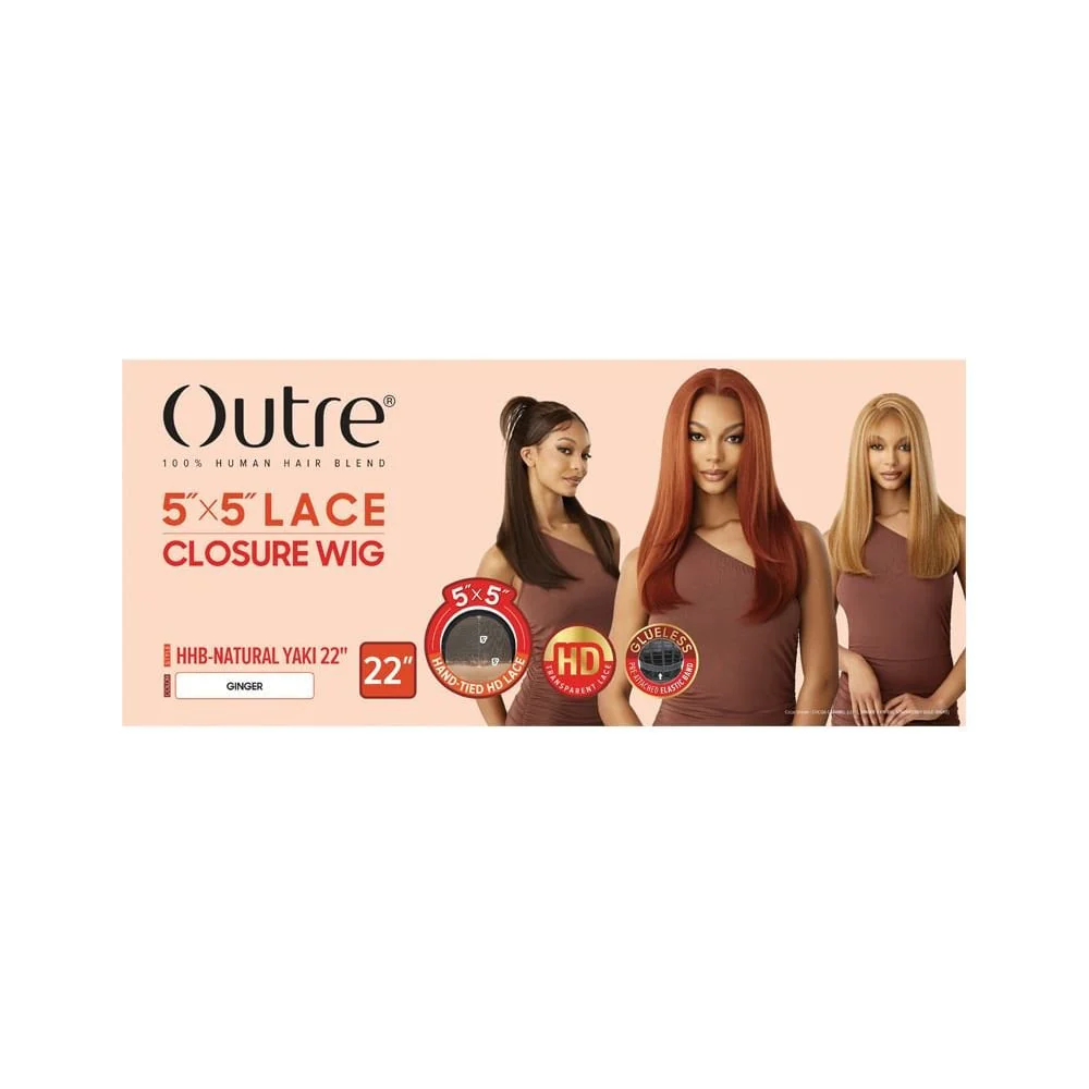 Outre 100% Human Hair Blend 5x5 HD Lace Closure Wig - Natural Yaki 22" - Image 8
