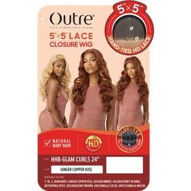 Outre 5"x 5" HD Lace Closure Lace Front Wig Human Hair Blend - Glam Curls 24" - Image 8
