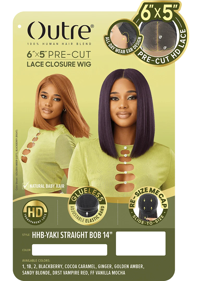 Outre 6x5 Pre-Cut Lace Closure Wig - HHB-Yaki Straight Bob 14" - Image 8