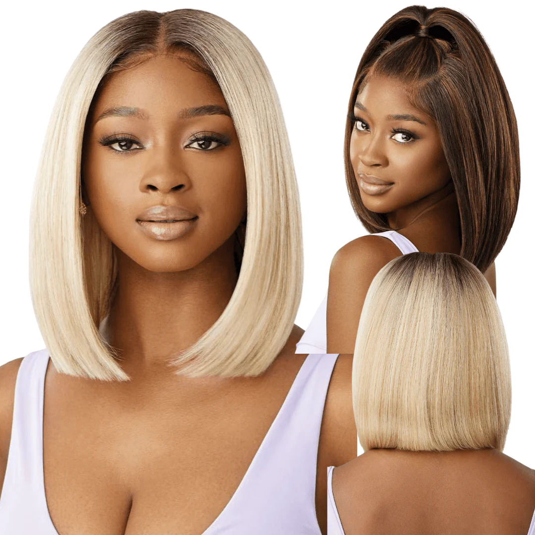 Outre Airtied 100% Fully Hand- Tied Human Hair Blend HD Lace Wig - Yaki 12"