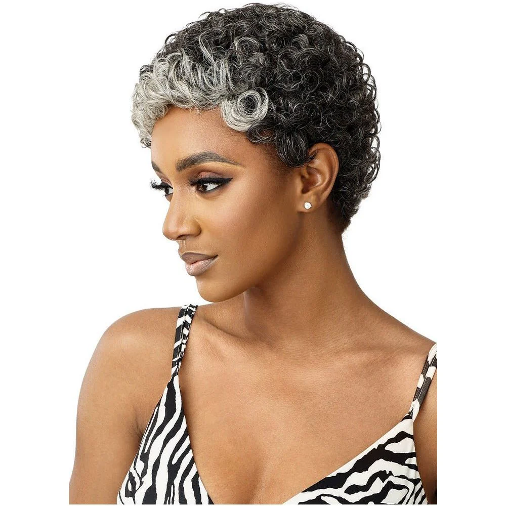 Outre Fab & Fly Cull Cap Wig Gray Glamour Human Hair Full Wig - Dina - Image 4