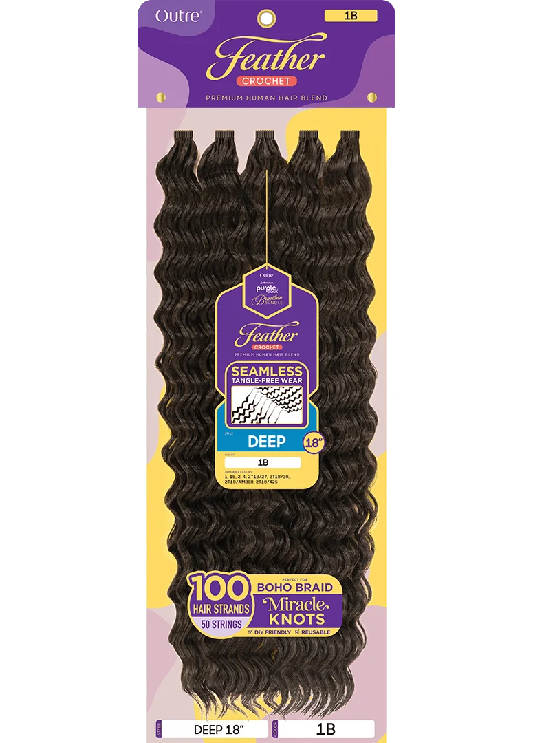 Outre Purple Pack Human Hair Blend Brazilian Feather Crochet – Deep 18"