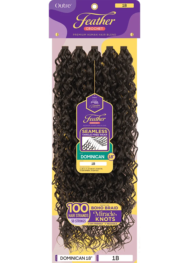 Outre Purple Pack Human Hair Blend Brazilian Feather Crochet – Dominican 18"