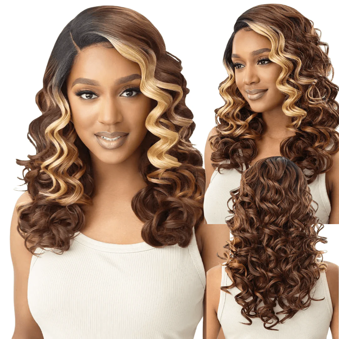 Outre Sleeklay Part Deep C Part Synthetic Lace Front Wig - Emeralda