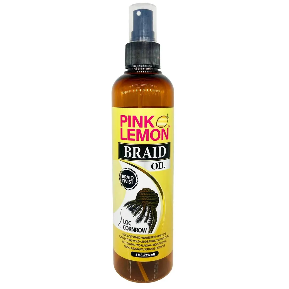 Pink Lemon Braiding Oil – Shine for Braids 8 oz