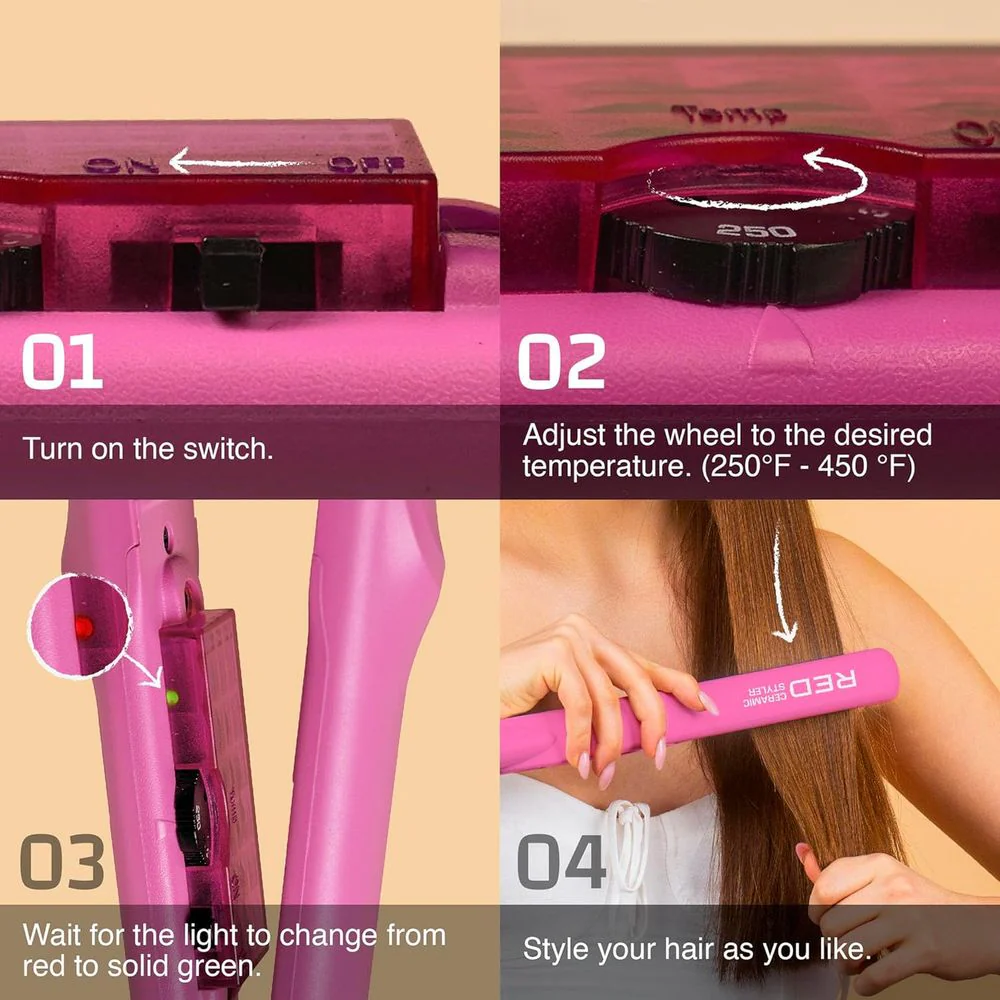 RED 1" Color Flat Iron –  Hair Straightener - Image 3