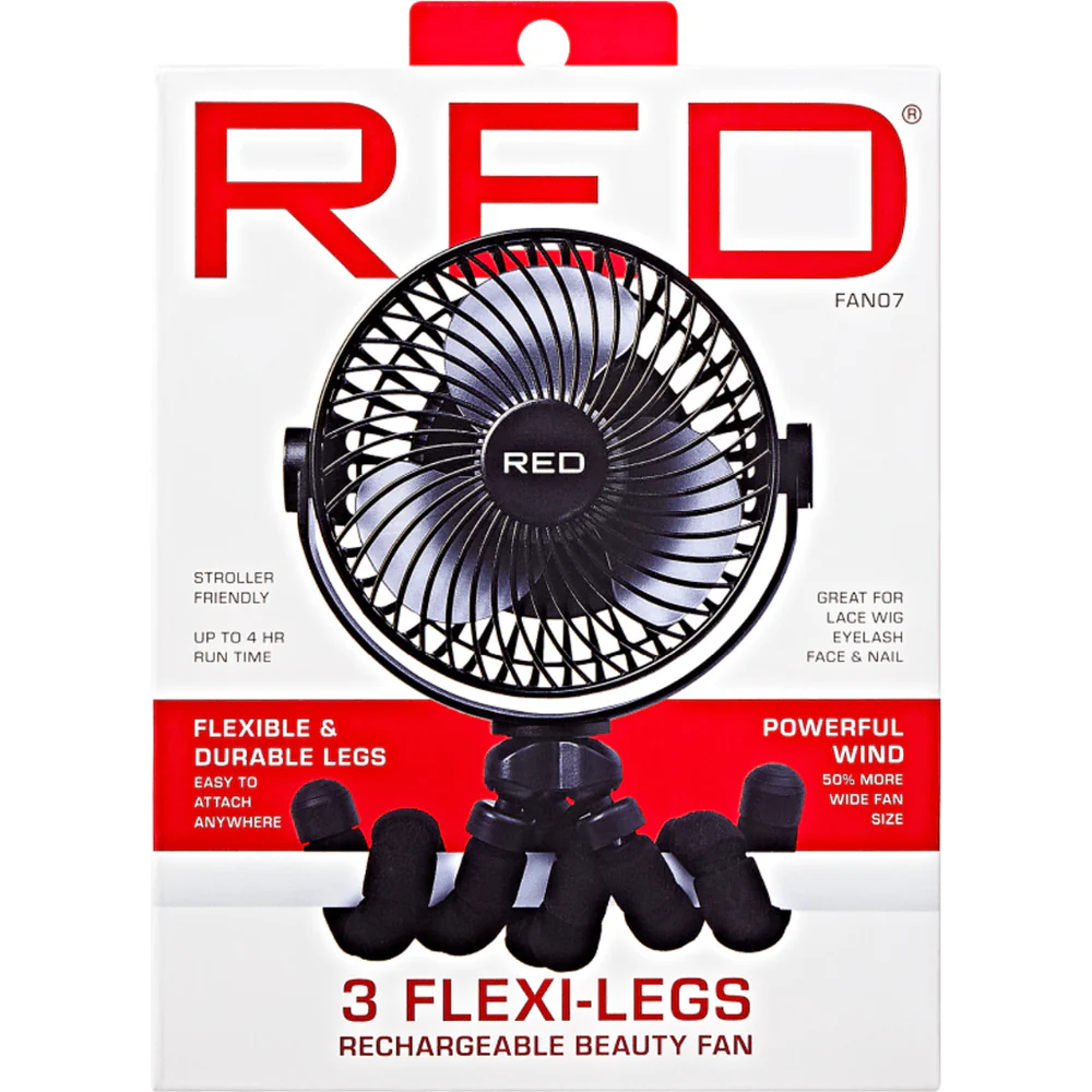 Red 3 Flexi Legs Rechargeable Beauty Fan