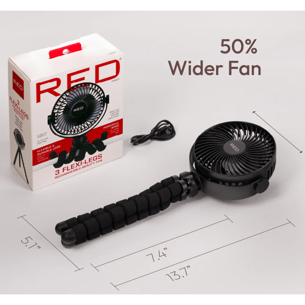 Red 3 Flexi Legs Rechargeable Beauty Fan - Image 6