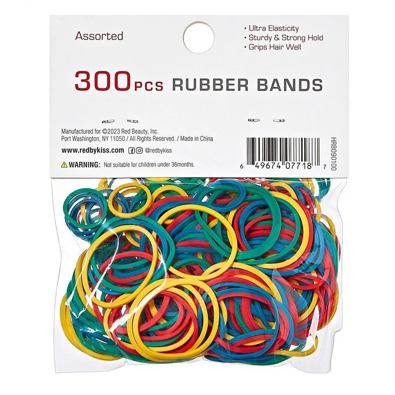 Red by Kiss 300 Rubber Bands – Assorted Colors & Sizes - Image 2