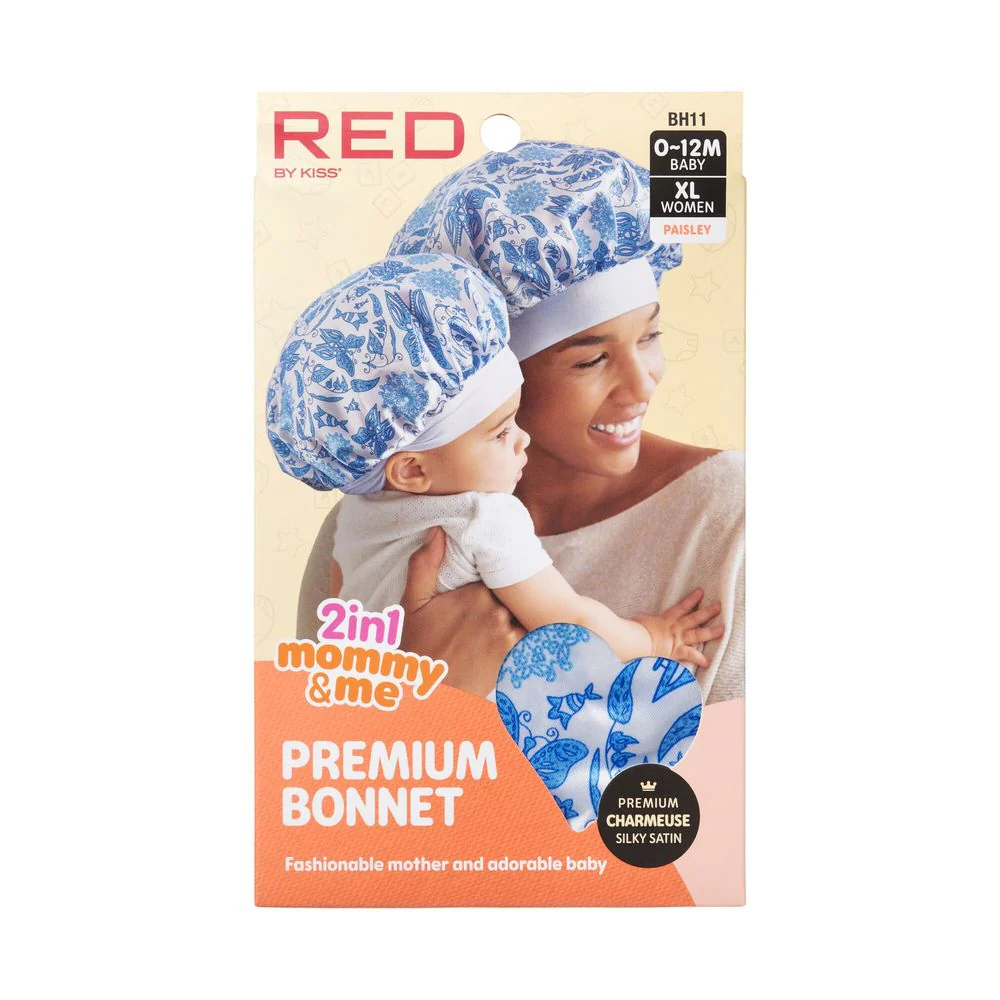 Red by Kiss Baby Satin Premium Bonnet 2-in-1 Mommy & Me Set - Image 3