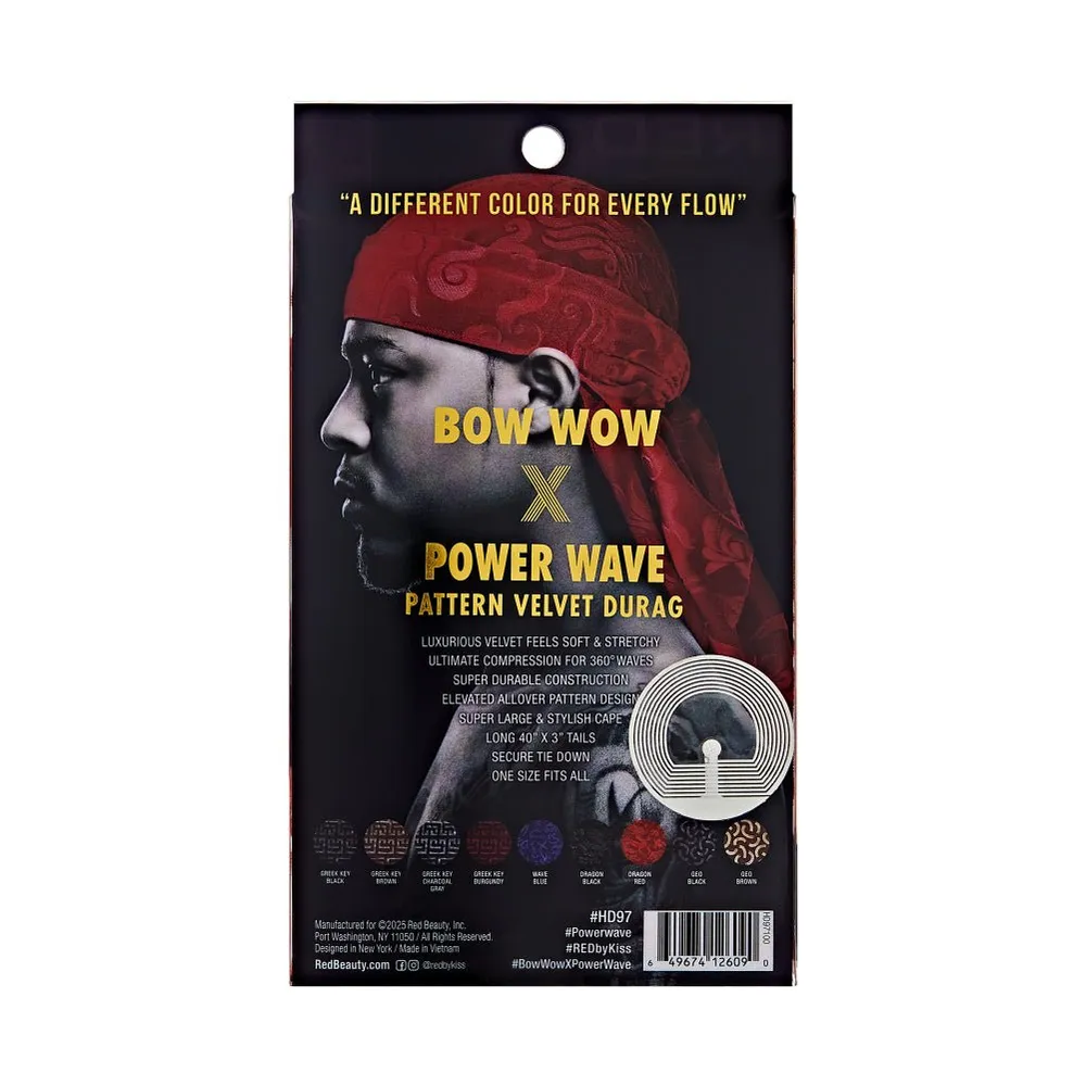 Red by Kiss Bow Wow X Power Wave Sleek Pattern Durag - Image 16