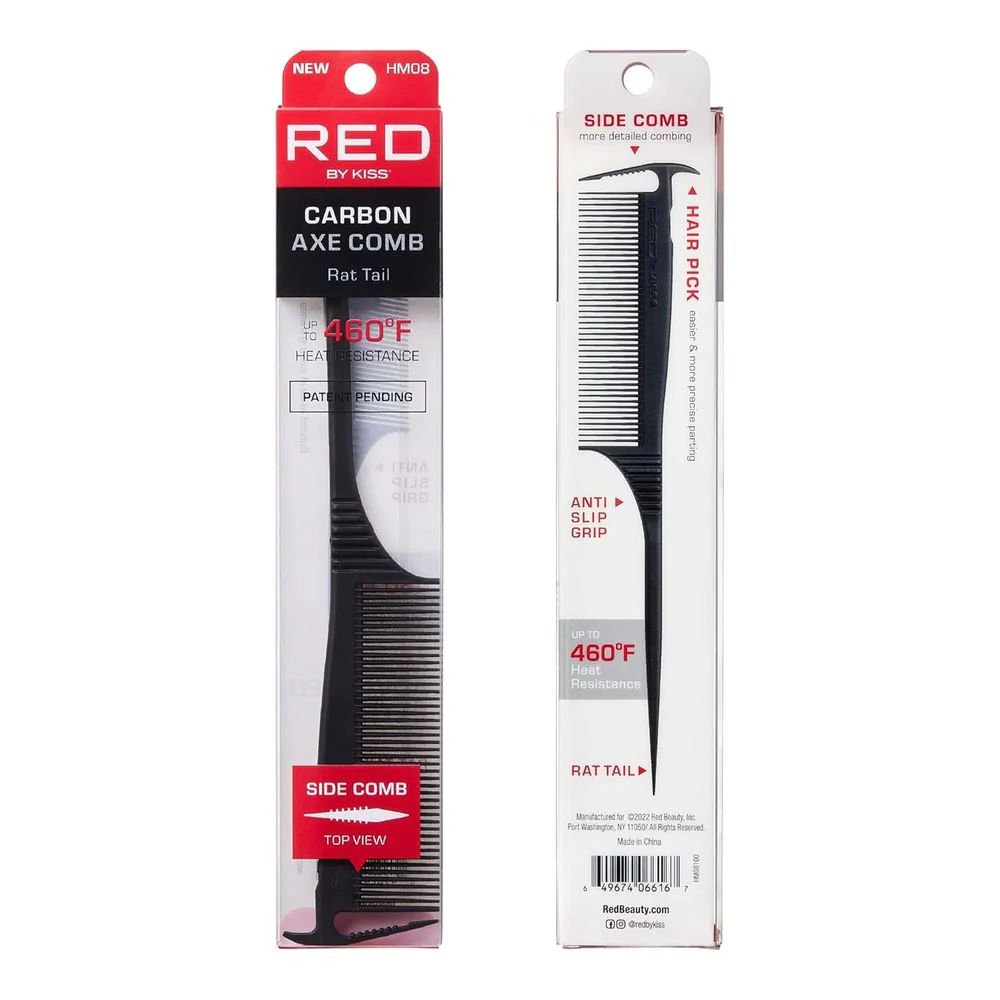 Red by Kiss Carbon Axe Comb – Rat Tail