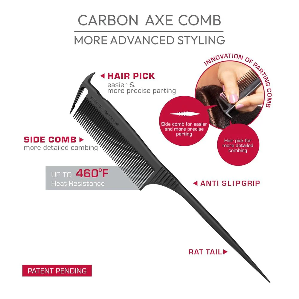 Red by Kiss Carbon Axe Comb – Rat Tail - Image 4