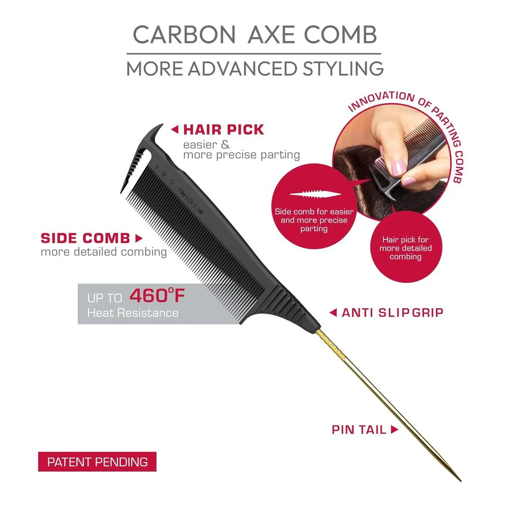 Red by Kiss Carbon Axe Comb with Pin Tail - Image 4