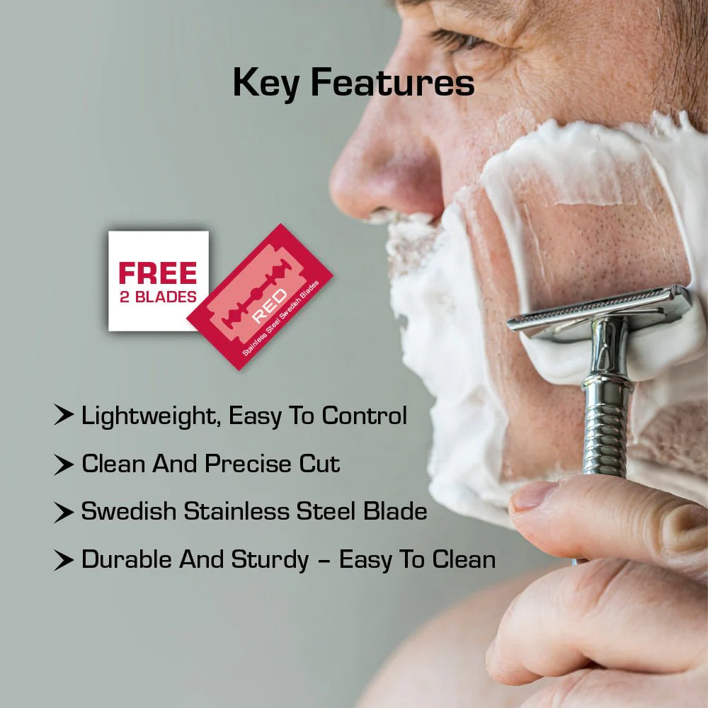 RED BY KISS Classic Shaver – Precision Shaving with 2 Swedish Blades - Image 2