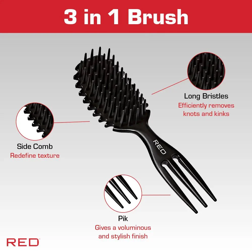 Red by Kiss Curl and Care 4-in-1 Detangle Brush – Black - Image 3