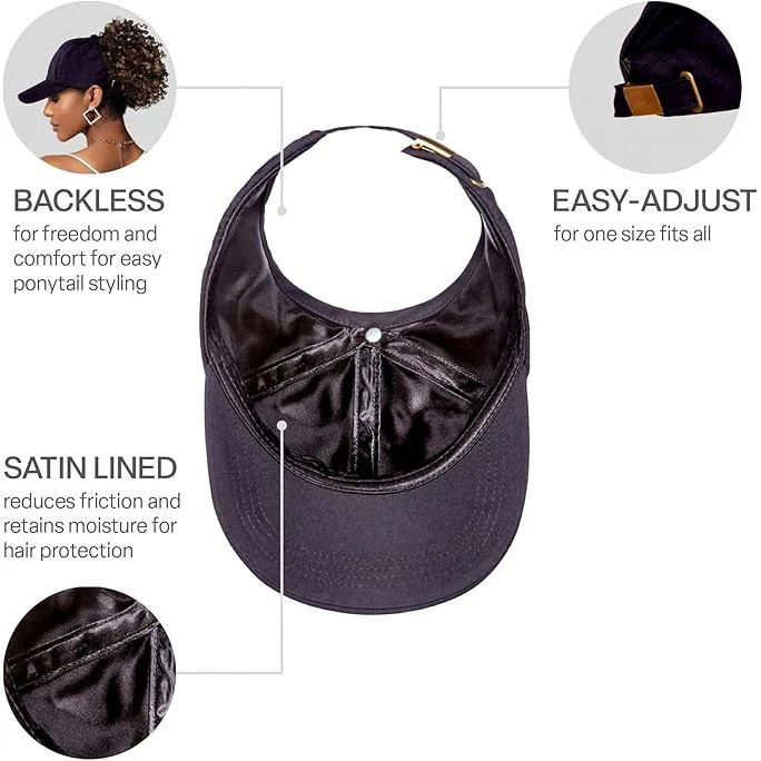 Satin Lined Backless Baseball Cap  – One Size - Image 6