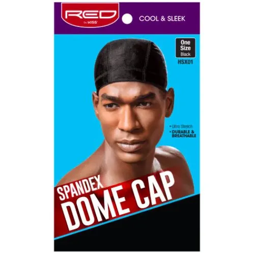 Red Spandex Dome Cap Black HSX01 - Image 2