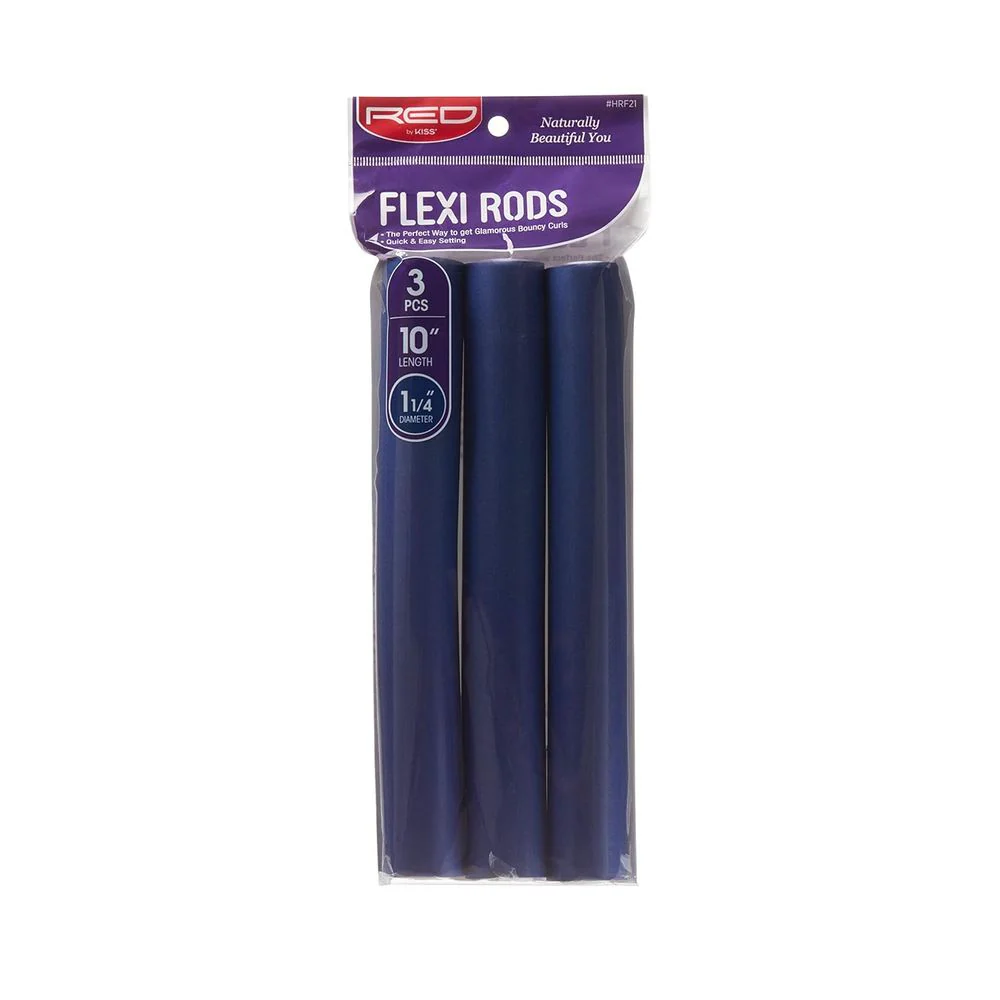 Red by Kiss Flexi Rods – 10" 1¼" Diameter - 3PCS Value Pack for Loose Waves