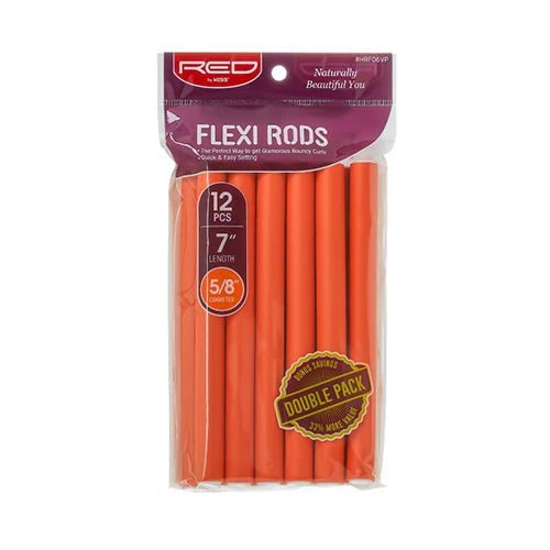 Red by Kiss Flexi Rods – 7" 5/8" Diameter - 12PCS Value Pack for Heat-Free Curls