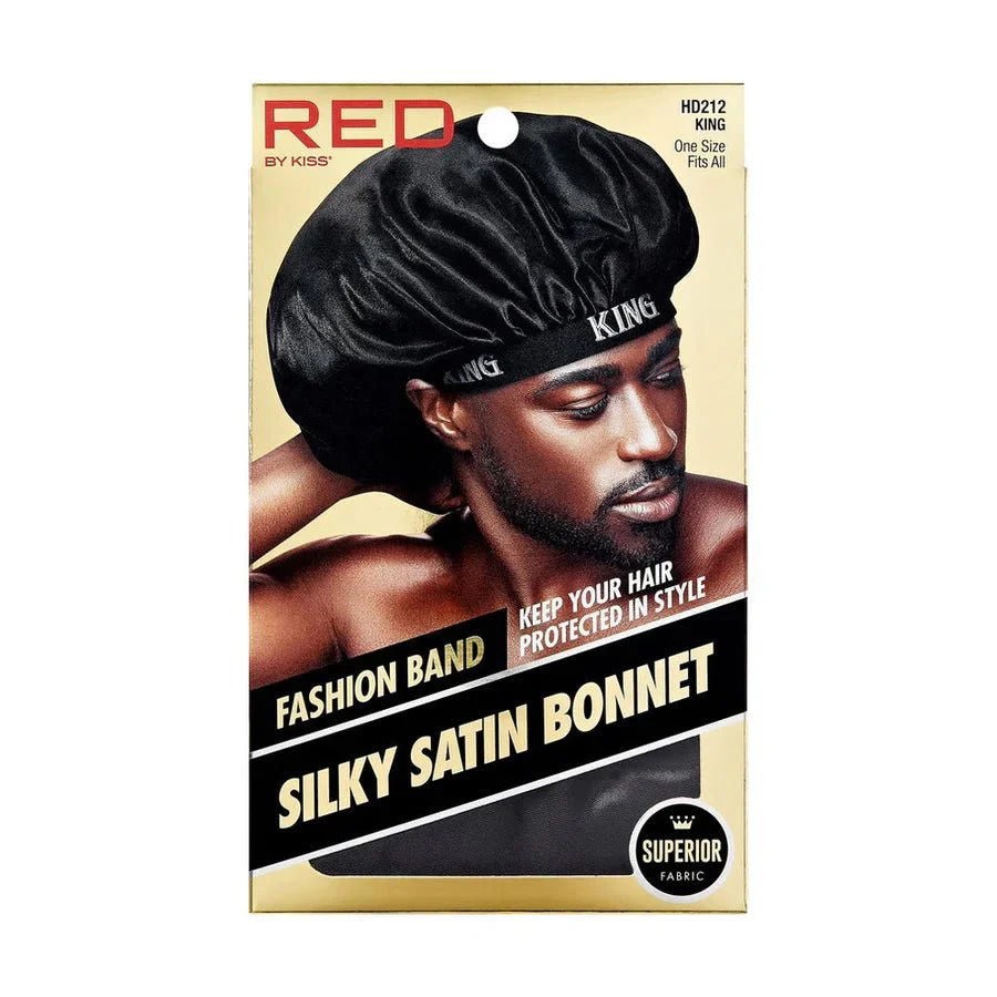 RED Men’s Silky Satin Elastic Bonnet - Image 4