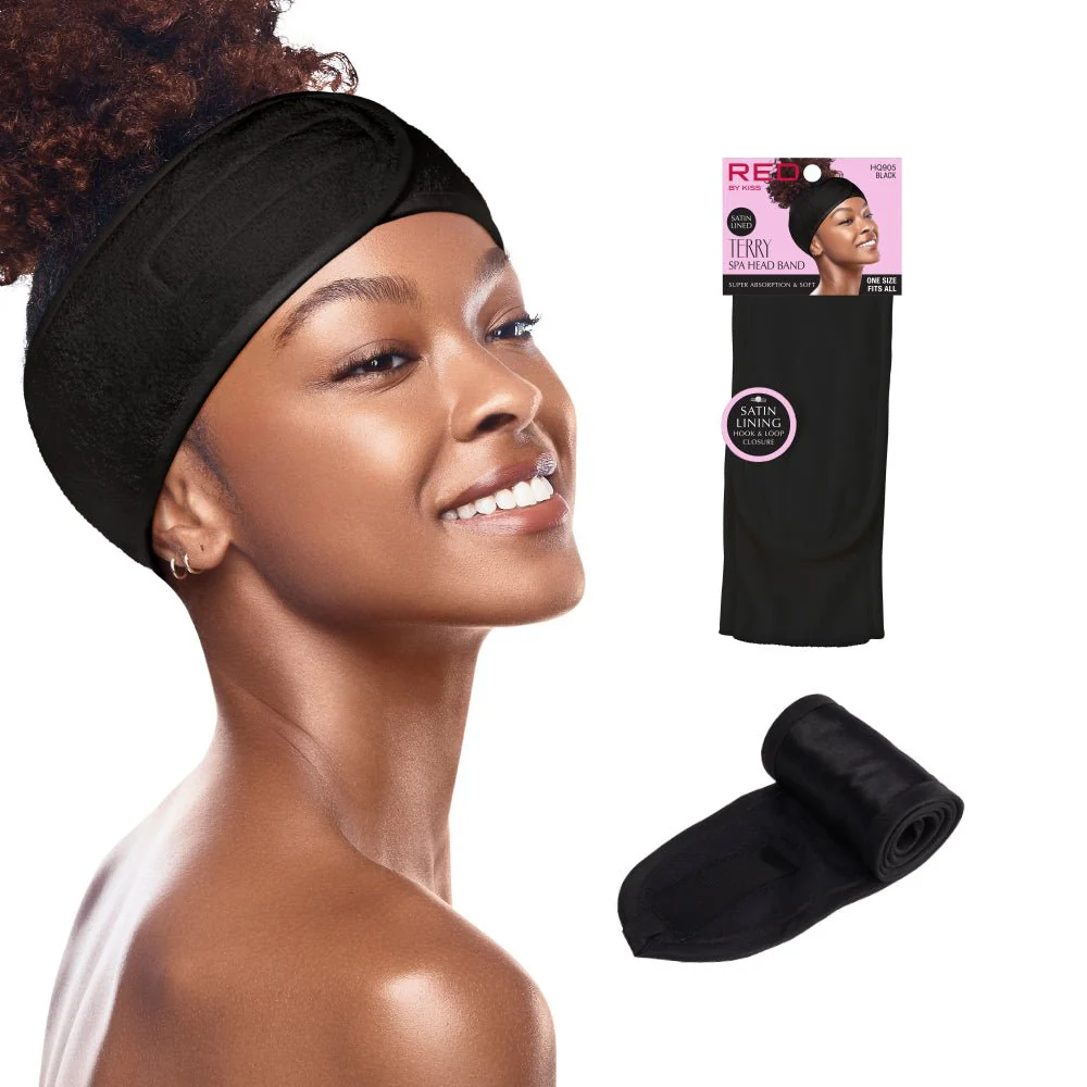 Red by Kiss Hook & Loop Spa Headband – Black - Image 2