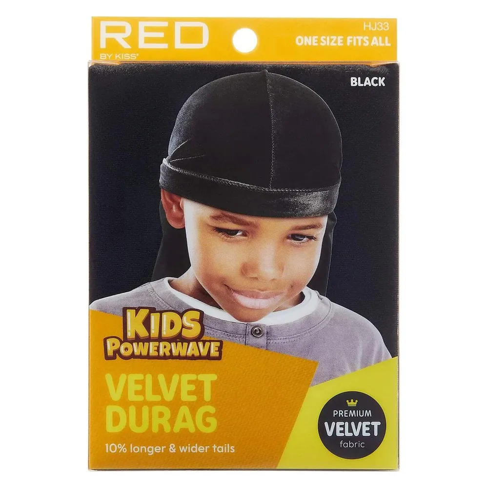 Red by Kiss Kids Power Wave Velvet Durag – Soft Velvet Compression